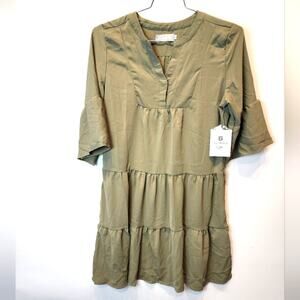 New Sage Green Loose Fit Dress Tiered Oversized‎ Comfortable Dress Size M